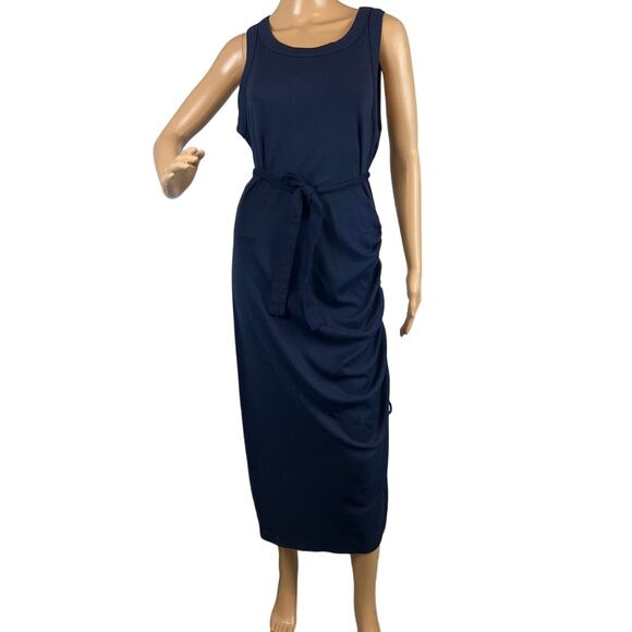 Michael Stars Plus Size Hope Midi Dress Ultra Rib Admiral Blue 2X NWT Stretchy - Picture 1 of 9